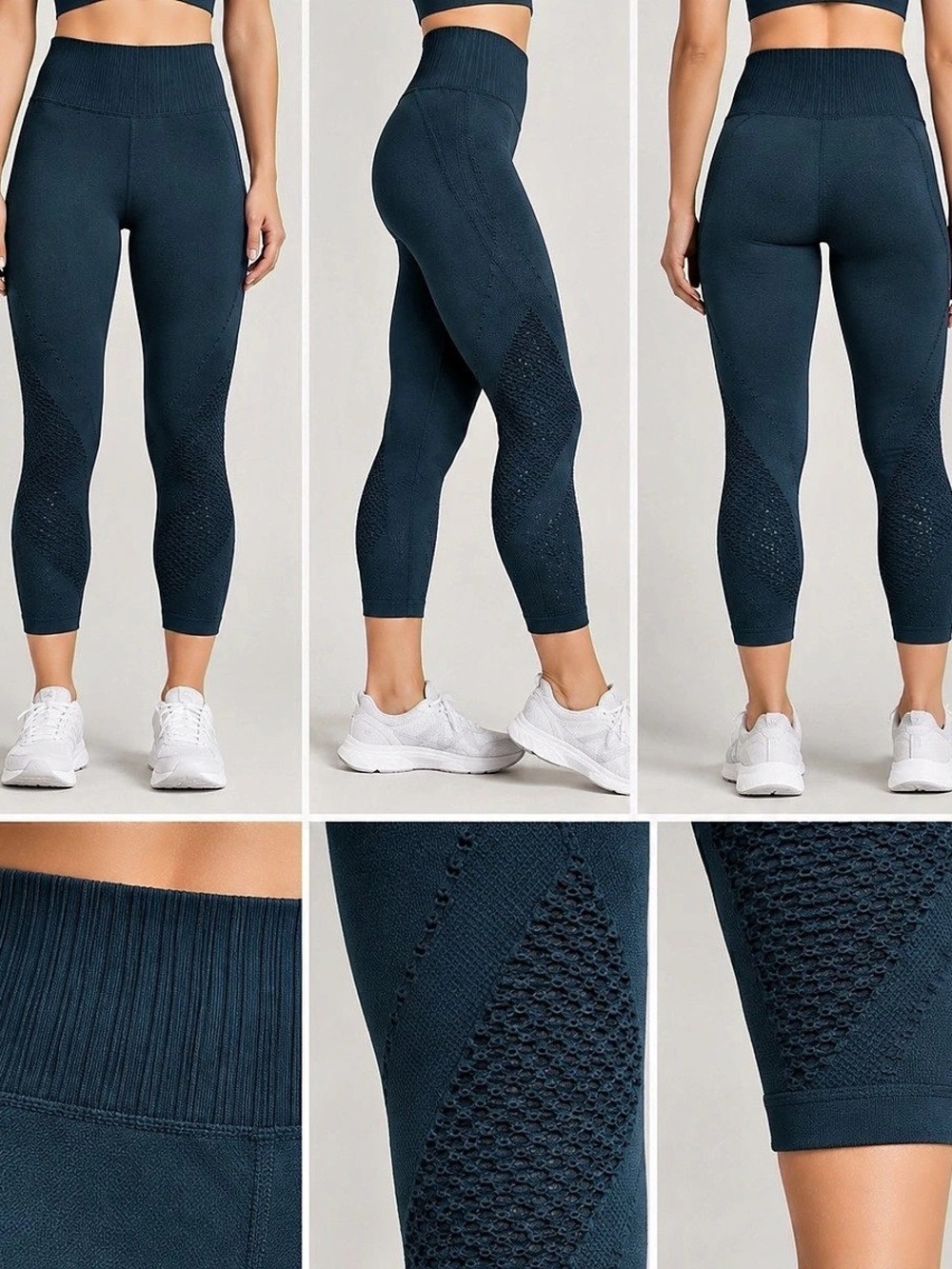 Athleta Seamless Textured compression performance leggings 🧘 in Abyss (deep blue